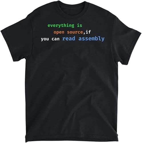 OrcoW Funny Everything is Open Source If You Can Read Assembly T-Shirt, 100 % Baumwolle, Grafik-T-Shirts für Herren und Damen, Schwarz, Schwarz , XXL von OrcoW