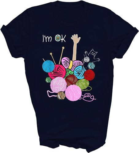 OrcoW Im Ok Crochet and Knitting Funny Crochet Crocheter Unisex T-Shirt Graphic Tees for Women Men Unisex, Schwarz , M von OrcoW