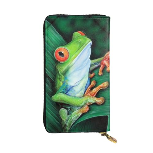 OrcoW Kunst-Frosch-Druck-Leder-Geldbörse, lange Geldbörse, Clutch, Münzfach, Reisebrieftasche, wasserdicht, Kreditkartenetui für Männer und Frauen, Schwarz , Einheitsgröße von OrcoW