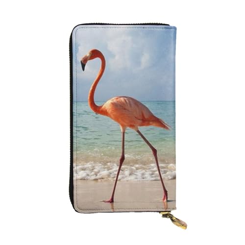 OrcoW Schöne Flamingo Print Leder Geldbörse Lange Geldbörse Clutch Tasche Münzfach Reise Brieftasche Wasserdicht Kreditkartenetui für Männer Frauen, Schwarz , Einheitsgröße von OrcoW