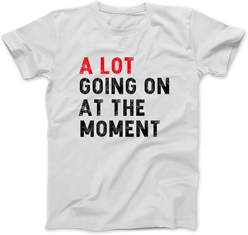 OrcoW T-Shirt mit lustigem Spruch "Not A Lot Going on at The Moment", kurzärmelig, klassische Passform, weiß, L von OrcoW