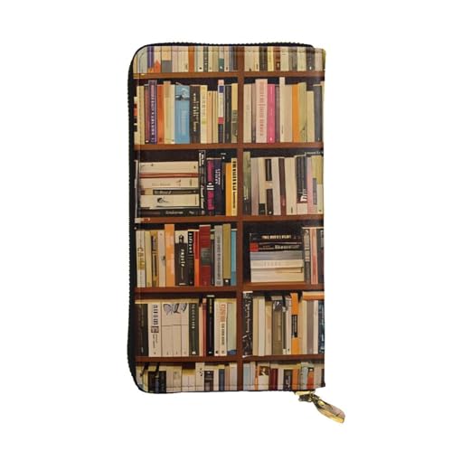 Ordentlich Bücherregal Druck Lange Leder Geldbörse für Männer Frauen Wasserdicht Tragbare Clutch Tasche Münzbörse für Reisen Mädchen Einkaufen Büro Geschenk, Schwarz , Einheitsgröße von OrcoW