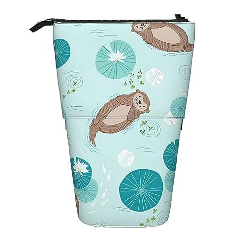 Otters Ständer Bleistifthalter Einziehbares Teleskop-Bleistiftetui Niedliche Stifttasche Pop Up Bleistift Tasche Tragbare Multifunktionale Make-up-Tasche Schreibwaren Organizer für Schule Büro, von OrcoW