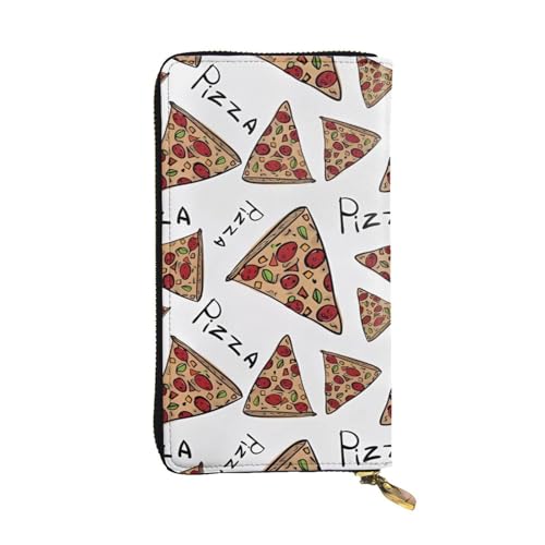 Pizza Muster Druck Lange Leder Geldbörse für Männer Frauen Wasserdicht Tragbare Clutch Tasche Münzbörse für Reisen Mädchen Einkaufen Büro Geschenk, Schwarz , Einheitsgröße von OrcoW