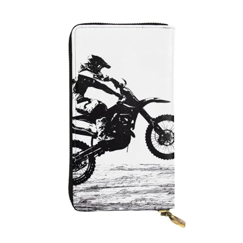 Rider Racing Car Print Lange Leder Geldbörse für Männer Frauen Wasserdicht Tragbare Clutch Tasche Münzbörse für Reisen Mädchen Einkaufen Büro Geschenk, Schwarz , Einheitsgröße von OrcoW