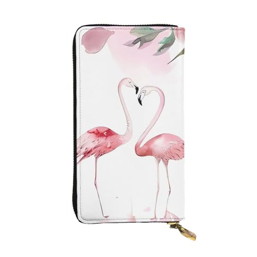 Rosa Flamingos Druck Lange Leder Geldbörse für Männer Frauen Wasserdicht Tragbare Clutch Tasche Münzbörse für Reisen Mädchen Einkaufen Büro Geschenk, Schwarz , Einheitsgröße von OrcoW