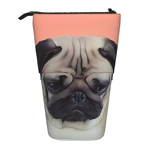 Sad Dog Stand Pencil Holder Retractable Telescopic Pencil Case Cute Pen Pouch Pop Up Pencil Bag Portable Multifunctional Makeup Bag Stationery Organizer for School Office, Schwarz , Einheitsgröße, von OrcoW