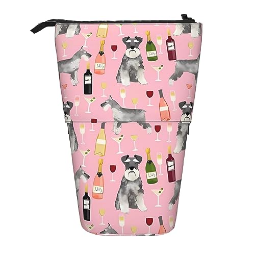 Schnauzer Ständer Bleistifthalter Einziehbares Teleskop-Bleistiftetui Niedliches Stifteetui Pop Up Bleistift Tasche Tragbare Multifunktionale Make-up-Tasche Schreibwaren Organizer für Schule Büro, von OrcoW