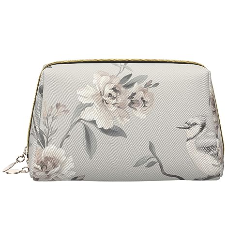 Schöne Blumen Kolibri Print Leder Kosmetiktasche Tragbare Wasserdichte Make-up-Tasche Reise Kulturbeutel Make-up Organizer für Mädchen Frauen Frau Geschenk, weiß, Einheitsgröße von OrcoW