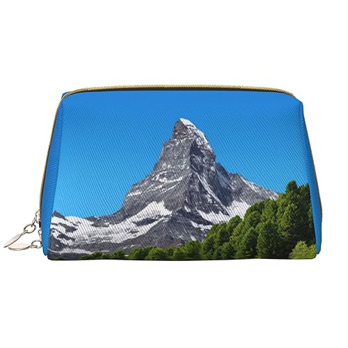 Schöne Kosmetiktasche aus Leder mit Schneeberg-Druck, tragbar, wasserdicht, Make-up-Tasche, Reise-Kulturbeutel, Make-up-Organizer für Mädchen, Frauen, Ehefrau, Geschenk, weiß, Einheitsgröße von OrcoW