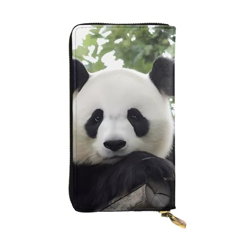 Schöne Panda Print Lange Leder Geldbörse für Männer Frauen Wasserdicht Tragbare Clutch Tasche Münzbörse für Reisen Mädchen Einkaufen Büro Geschenk, Schwarz , Einheitsgröße von OrcoW