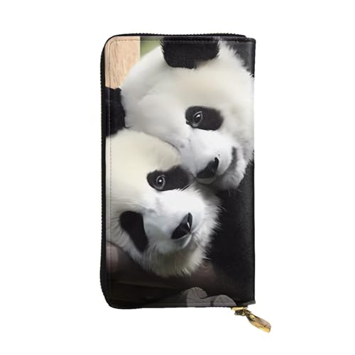 Schöne Pandas Druck Lange Leder Geldbörse für Männer Frauen Wasserdicht Tragbare Clutch Tasche Münzbörse für Reisen Mädchen Einkaufen Büro Geschenk, Schwarz , Einheitsgröße von OrcoW