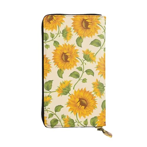 Schöne Sonnenblume Druck Lange Leder Geldbörse für Männer Frauen Wasserdicht Tragbare Clutch Tasche Münzbörse für Reisen Mädchen Einkaufen Büro Geschenk, Schwarz , Einheitsgröße von OrcoW