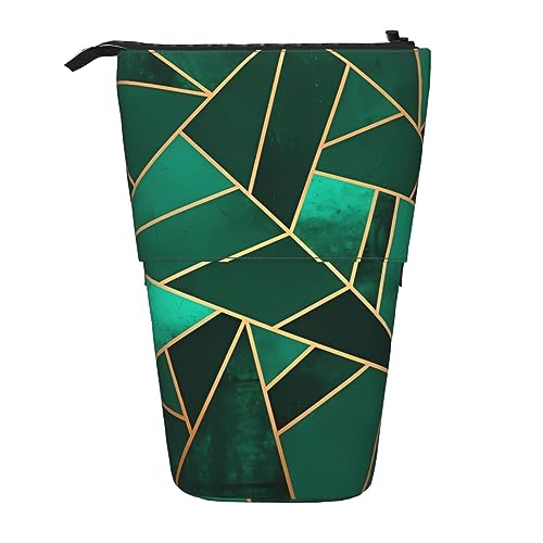 Schwarz und Gold Geometrischer Ständer Bleistifthalter Einziehbare Teleskop Bleistift Fall Niedlich Stift Tasche Pop Up Bleistift Tasche Tragbare Multifunktionale Make-up Tasche Schreibwaren Organizer von OrcoW