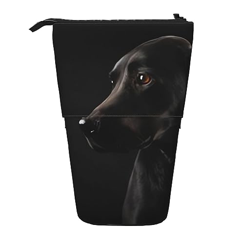 Schwarzer Labrador Ständer Bleistifthalter Einziehbares Teleskop-Bleistiftetui Niedliche Stifttasche Pop Up Bleistift Tasche Tragbare Multifunktionale Make-up Tasche Schreibwaren Organizer für Schule von OrcoW