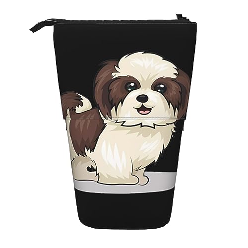 Shih Tzu Hundeständer Bleistifthalter Ausziehbares Teleskop-Federmäppchen Niedliches Stifteetui Pop-Up-Bleistifttasche Tragbare Multifunktionale Make-up-Tasche Schreibwaren-Organizer für Schule Büro, von OrcoW