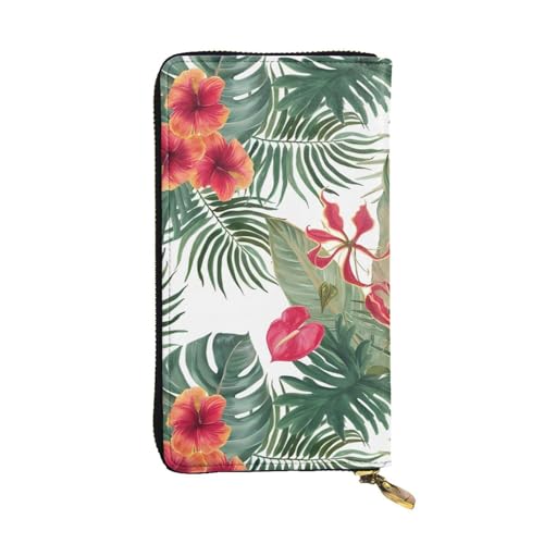 Sommer Hawaiian Print Lange Leder Geldbörse für Männer Frauen Wasserdicht Tragbare Clutch Tasche Münzbörse für Reisen Mädchen Einkaufen Büro Geschenk, Schwarz , Einheitsgröße von OrcoW