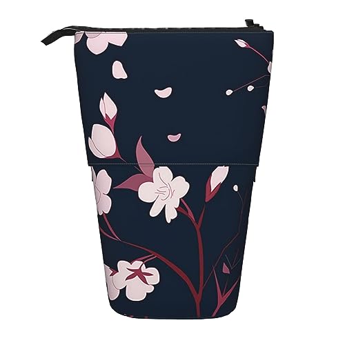 Stiftehalter mit Blumenzweig, einziehbar, Teleskop, niedliches Stifteetui, Pop-Up-Bleistiftbeutel, tragbar, multifunktional, Make-up-Tasche, Schreibwaren-Organizer für Schule, Büro, Schwarz , von OrcoW