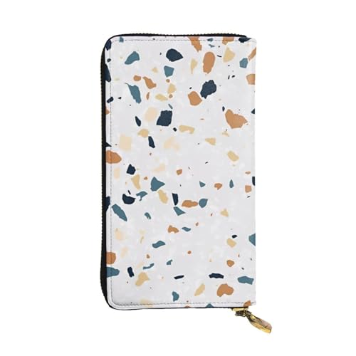 Terrazzo Marmor Pastelldruck Lange Leder Geldbörse für Männer Frauen Wasserdicht Tragbare Clutch Tasche Münzgeldbörse für Reisen Mädchen Einkaufen Büro Geschenk, Schwarz , Einheitsgröße von OrcoW