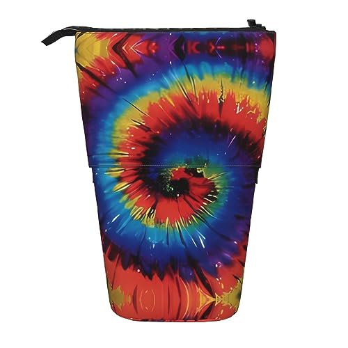 Tie Dye Hippies Stand Pencil Holder Retractable Telescopic Pencil Case Cute Pen Pouch Pop Up Pencil Bag Portable Multifunctional Makeup Bag Stationery Organizer for School Office, Schwarz , von OrcoW