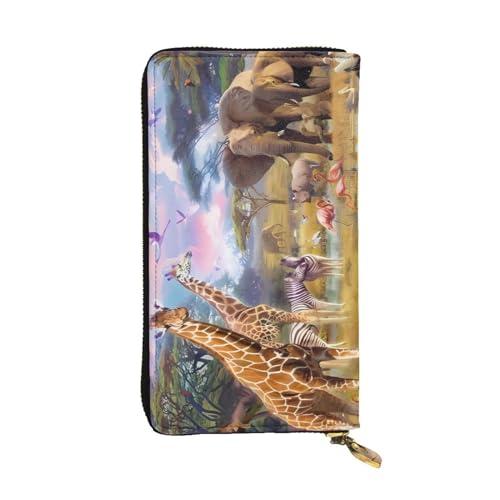 Wild Animals Print Lange Leder Geldbörse für Männer Frauen Wasserdicht Tragbare Clutch Tasche Münzbörse für Reisen Mädchen Einkaufen Büro Geschenk, Schwarz , Einheitsgröße von OrcoW