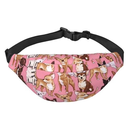 Bauchtasche für Männer und Frauen, bunte französische Bulldogge, bedruckt, Umhängetasche, große Crossbody-Brusttasche für Sport, Laufen, Reisen, Chiwawas Hund Rosa, Einheitsgröße, Taschen-Organizer von Orcow