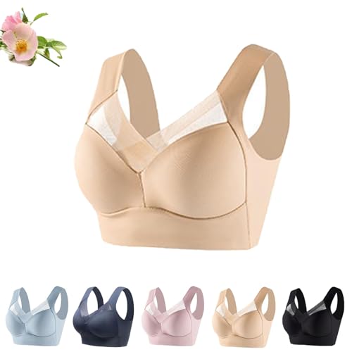 Hatme Haltungskorrektur BH, Wmbra BH Original, BH in Übergröße, kabelloser Push-up-Komfort-Crossover-BH (DE/NL/SE/PL, Alphanumerisch, 4XL, Regular, Regular, Beige) von Ordaba