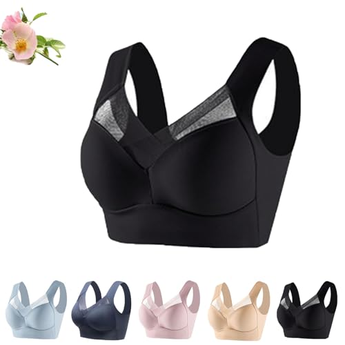 Hatme Haltungskorrektur BH, Wmbra BH Original, BH in Übergröße, kabelloser Push-up-Komfort-Crossover-BH (DE/NL/SE/PL, Alphanumerisch, XL, Regular, Regular, Schwarz) von Ordaba