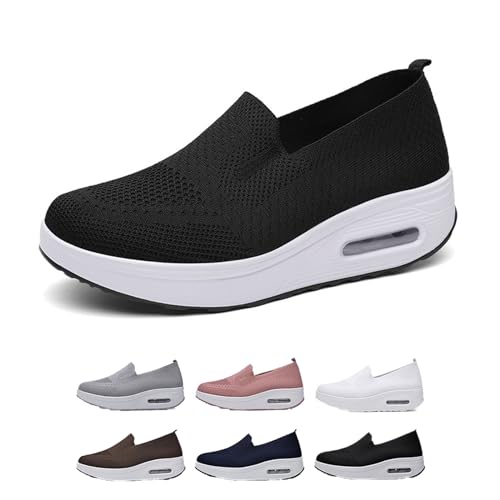 Ordaba Orthopädische Turnschuhe Für Damen, Orthopädische Plateau-Turnschuhe Bequeme, Slip-on-Luftpolsterschuhe Mit (Schwarz, Erwachsene, Damen, 41, Numerisch, EU Schuhgrößensystem, M) von Ordaba