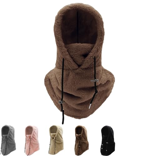 Ordaba Warme Plüsch Fahrradhaube Skimaske Mit Hochpolarer Samtkapuze, Skimaske Für Damen, Winddichter Und Kältebeständiger All-in-One-Gesichtsschutzhut (DE/NL/SE/PL, Alphanumerisch, Einheitsgröße, M) von Ordaba