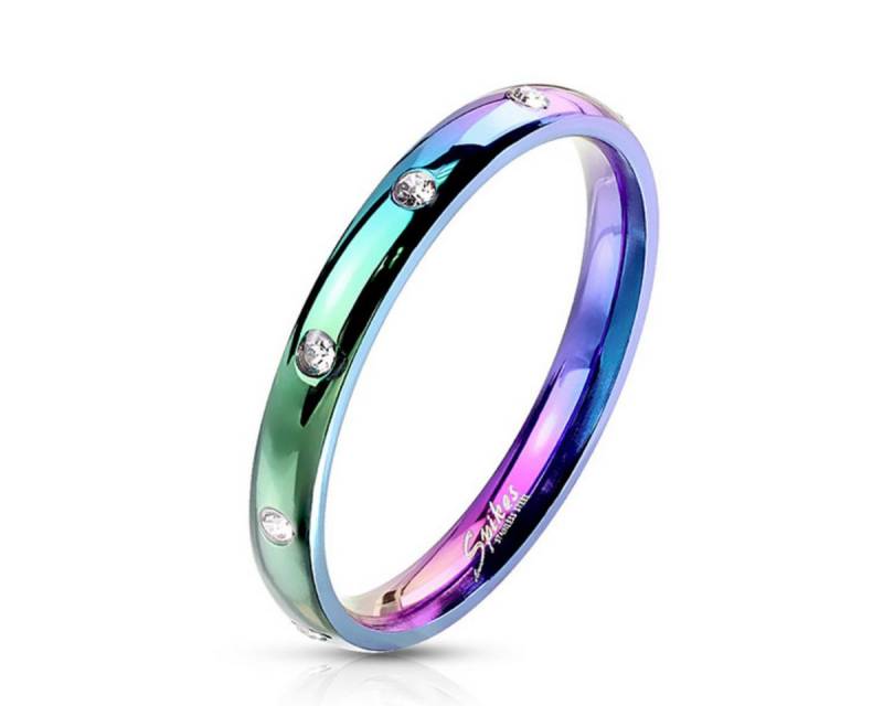 Order & Smile Schmuck Fingerring Damen Ring Zirkonia Regenbogen aus Edelstahl von Order & Smile Schmuck
