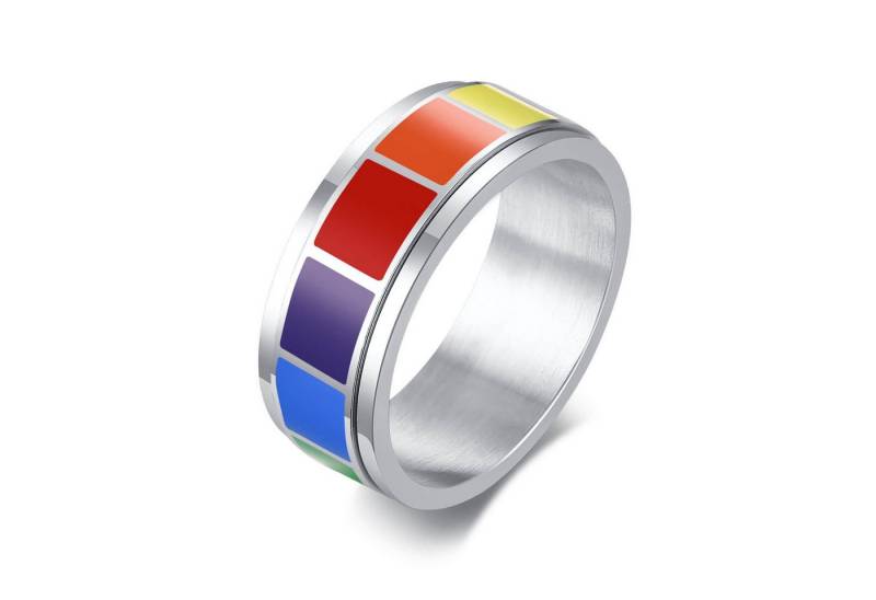 Order & Smile Schmuck Fingerring Drehring „Regenbogen“: Spinning Ring aus Edelstahl von Order & Smile Schmuck