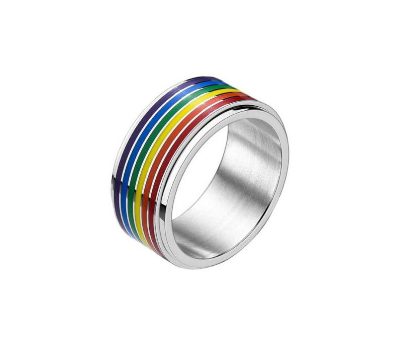Order & Smile Schmuck Fingerring Drehring: Spinning Pride LGBT Ring aus Edelstahl „Regenbogen“ von Order & Smile Schmuck