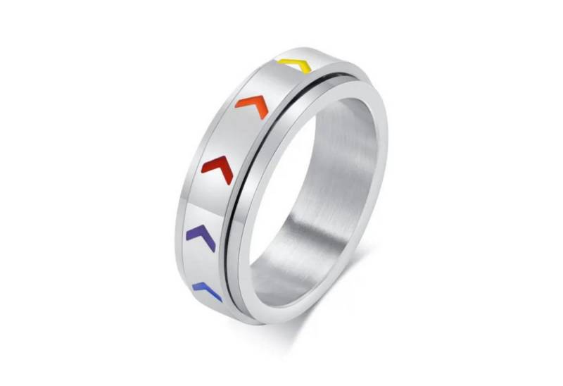Order & Smile Schmuck Fingerring Drehring: Spinning Ring LGBT aus Edelstahl „Regenbogen“ von Order & Smile Schmuck