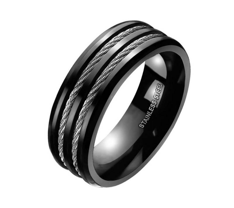Order & Smile Schmuck Fingerring Herrenring schwarz: Edelstahl Ring „Stahlseil“ von Order & Smile Schmuck