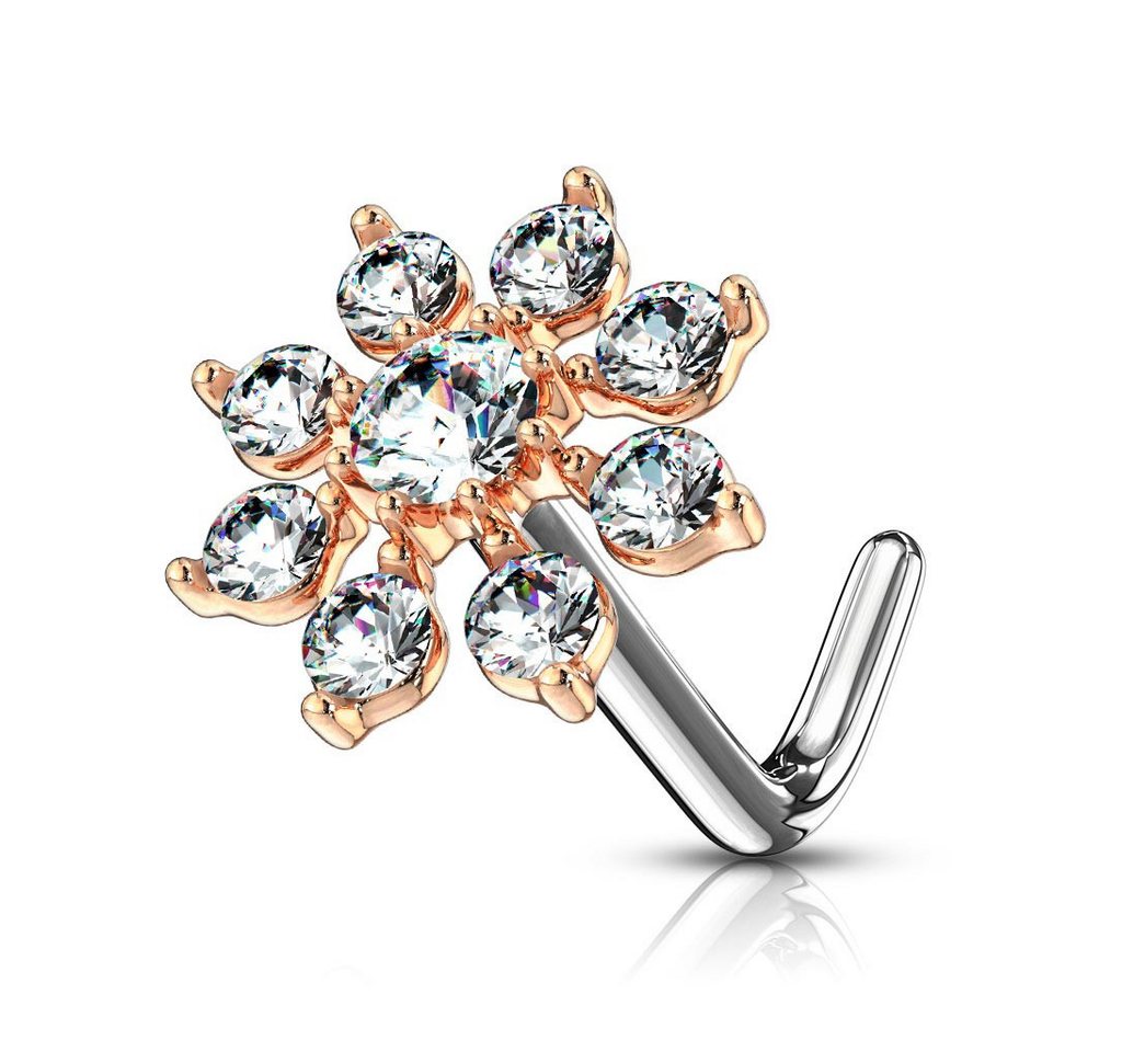 Order & Smile Schmuck Nasenpiercing Nasenpiercing Stecker Blume mit Zirkonia von Order & Smile Schmuck