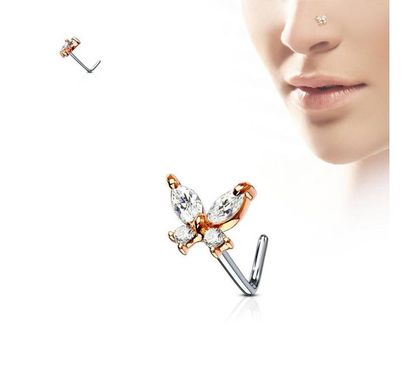 Order & Smile Schmuck Nasenpiercing Nasenpiercing Stecker Schmetterling mit Zirkonia von Order & Smile Schmuck