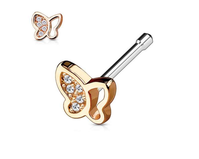 Order & Smile Schmuck Nasenpiercing Nasenstecker „Schmetterling“: Nasenpiercing Stecker mit Zirkonia von Order & Smile Schmuck