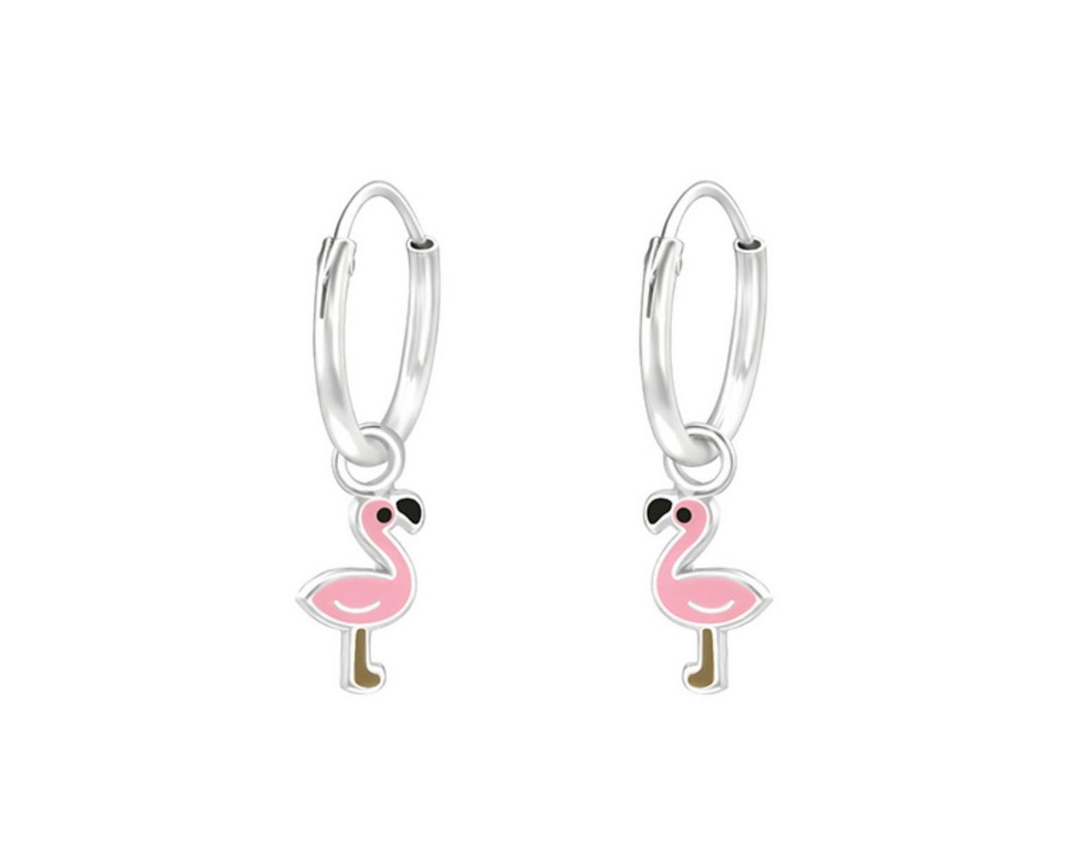 Order & Smile Schmuck Paar Ohrhänger Kinder Creolen mit Anhänger: Ohrringe Silber 925 „Flamingo“ von Order & Smile Schmuck