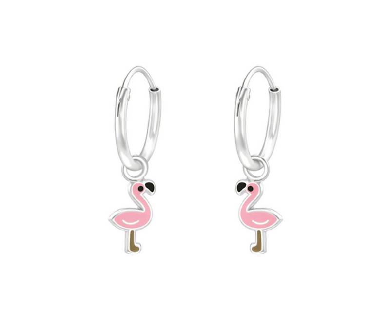 Order & Smile Schmuck Paar Ohrhänger Kinder Creolen mit Anhänger: Ohrringe Silber 925 „Flamingo“ von Order & Smile Schmuck