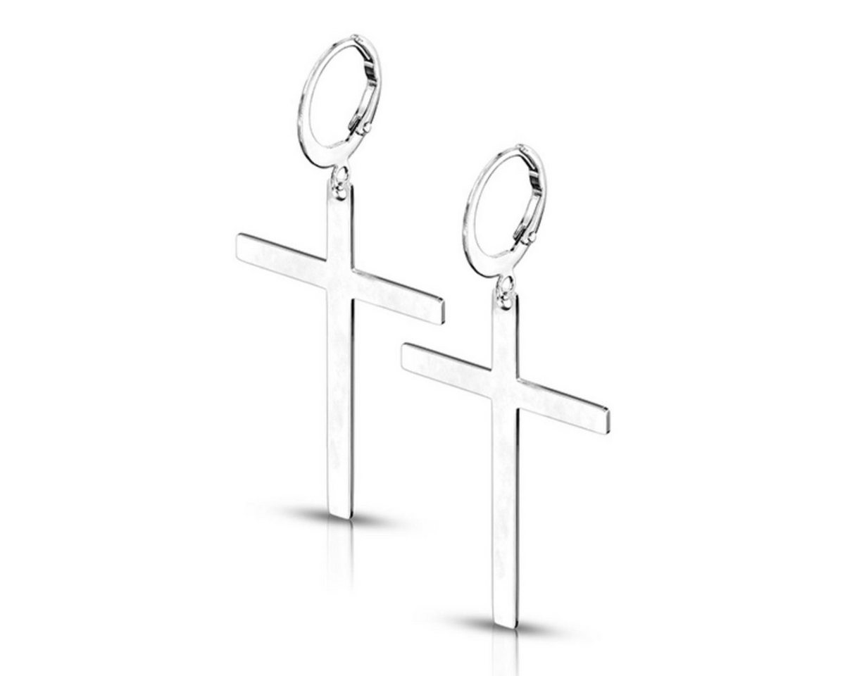 Order & Smile Schmuck Paar Ohrhänger Kreuz Ohrringe: Edelstahl Creolen Ohrhänger von Order & Smile Schmuck