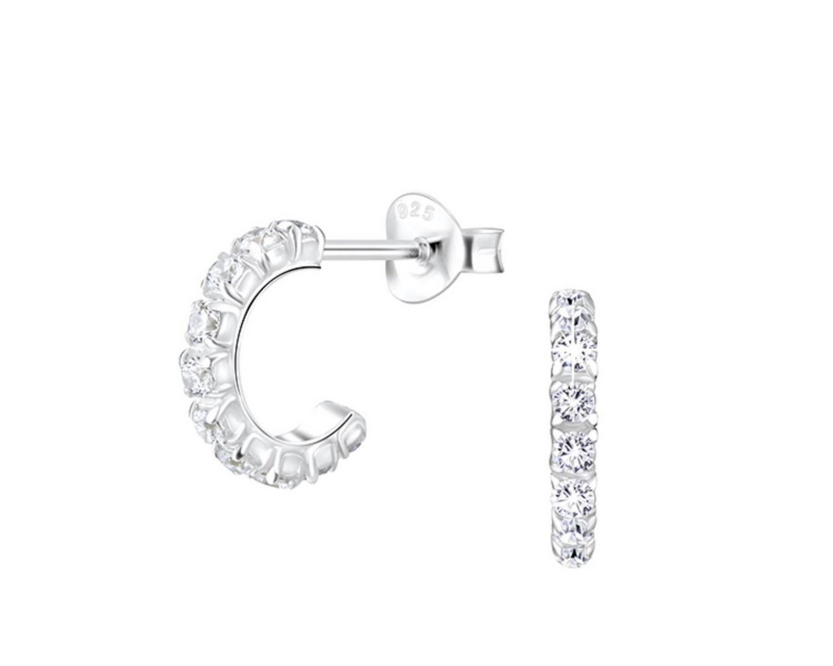 Order & Smile Schmuck Paar Ohrstecker Halbcreolen Ohrstecker Silber 925 mit Zirkonia Steinen von Order & Smile Schmuck