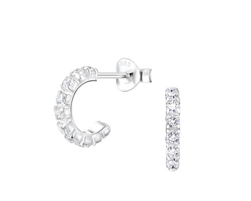Order & Smile Schmuck Paar Ohrstecker Halbcreolen Ohrstecker Silber 925 mit Zirkonia Steinen von Order & Smile Schmuck