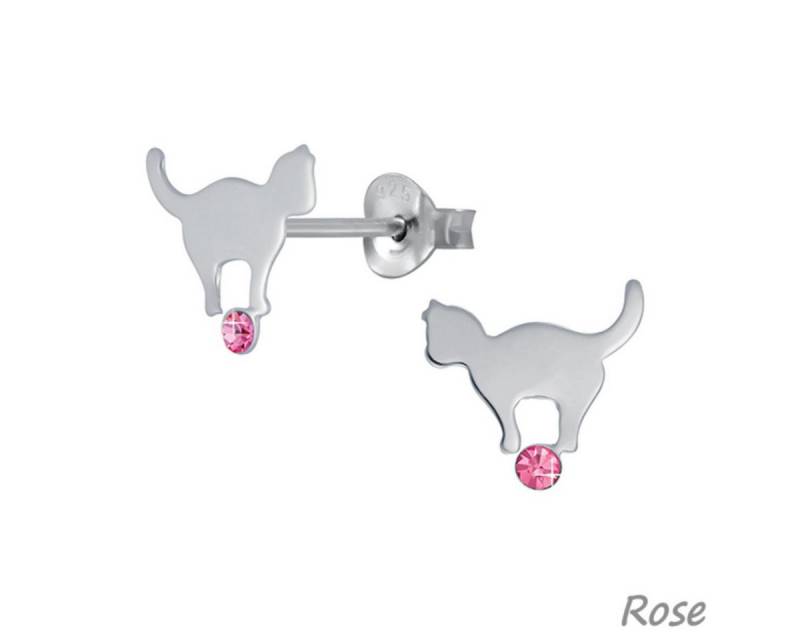 Order & Smile Schmuck Paar Ohrstecker Katzen Ohrstecker: 925 Silber Ohrringe mit Kristall Ball von Order & Smile Schmuck