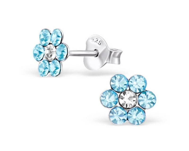 Order & Smile Schmuck Paar Ohrstecker Kinderohrstecker Glitzer: Mädchen Ohrringe Silber „Kristall Blume" von Order & Smile Schmuck