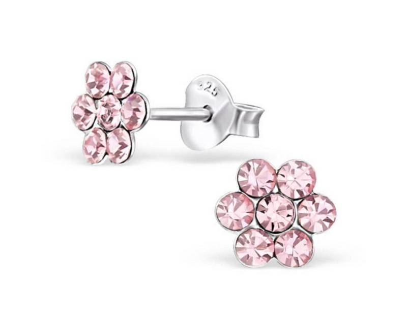Order & Smile Schmuck Paar Ohrstecker Kinderohrstecker Glitzer: Mädchen Ohrringe Silber „Kristall Blume" von Order & Smile Schmuck