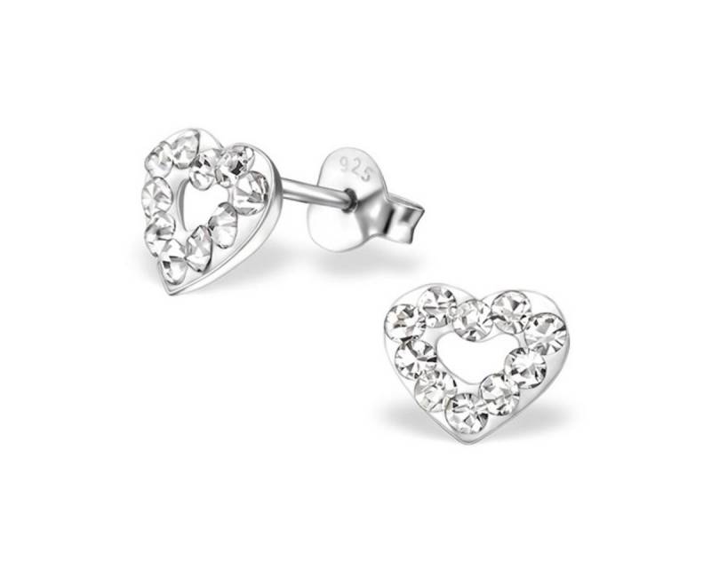 Order & Smile Schmuck Paar Ohrstecker Kinderohrstecker: Mädchen Glitzer Kristall Ohrringe Silber „Herz“ von Order & Smile Schmuck