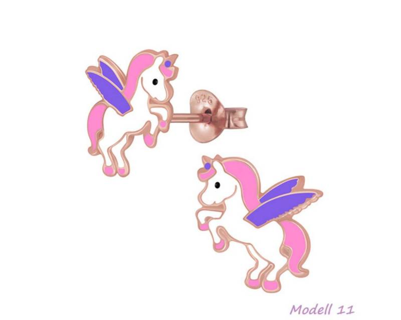 Order & Smile Schmuck Paar Ohrstecker Kinderohrstecker: Mädchen Ohrringe Silber „Einhorn / Pegasus“ von Order & Smile Schmuck