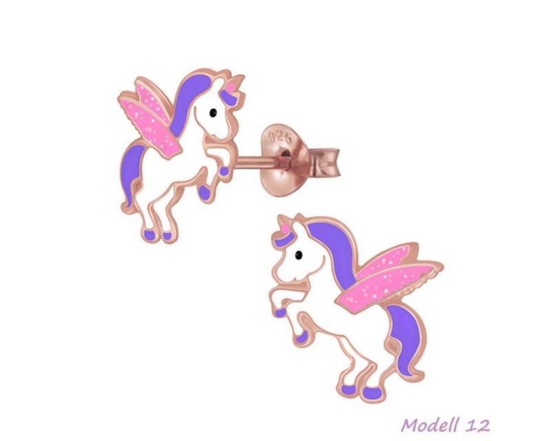 Order & Smile Schmuck Paar Ohrstecker Kinderohrstecker: Mädchen Ohrringe Silber „Einhorn / Pegasus“ von Order & Smile Schmuck