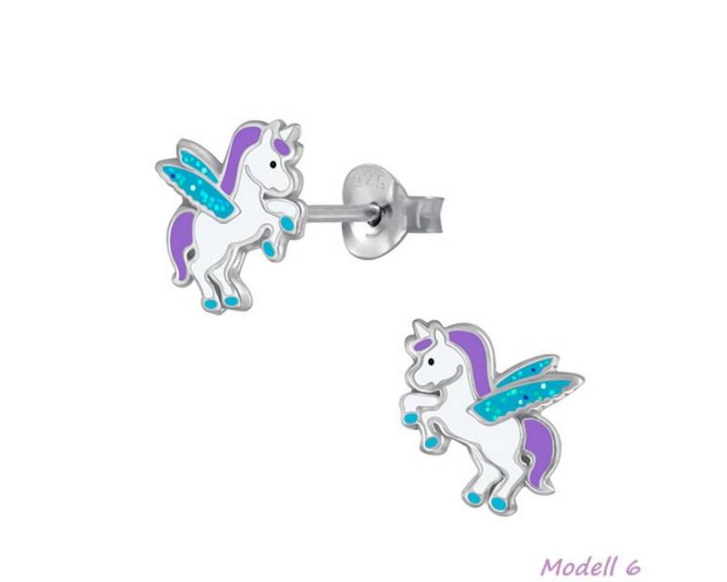 Order & Smile Schmuck Paar Ohrstecker Kinderohrstecker: Mädchen Ohrringe Silber „Einhorn / Pegasus“ von Order & Smile Schmuck